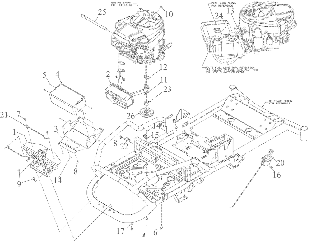 Engine Accessories Diagram and Parts List for 17ADFACSA07 2022 Yard Machines Lawn Tractor
